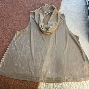 Gold shimmer cowl neck sleeveless holiday top